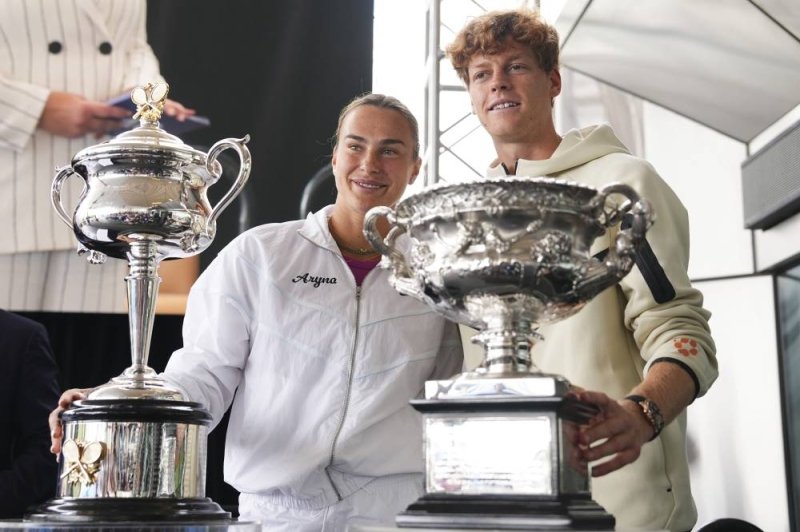 Defending champions Aryna Sabalenka and Jannik Sinner attend the official draw ceremony ahead of the Australian Open tennis championship in Melbourne, Australia. Photo: AP